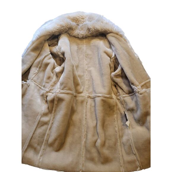 Vintage Wilson's Leather Coat Women's Large Tan Suede Y2K Penny Lane Faux Fur - Picture 2 of 6